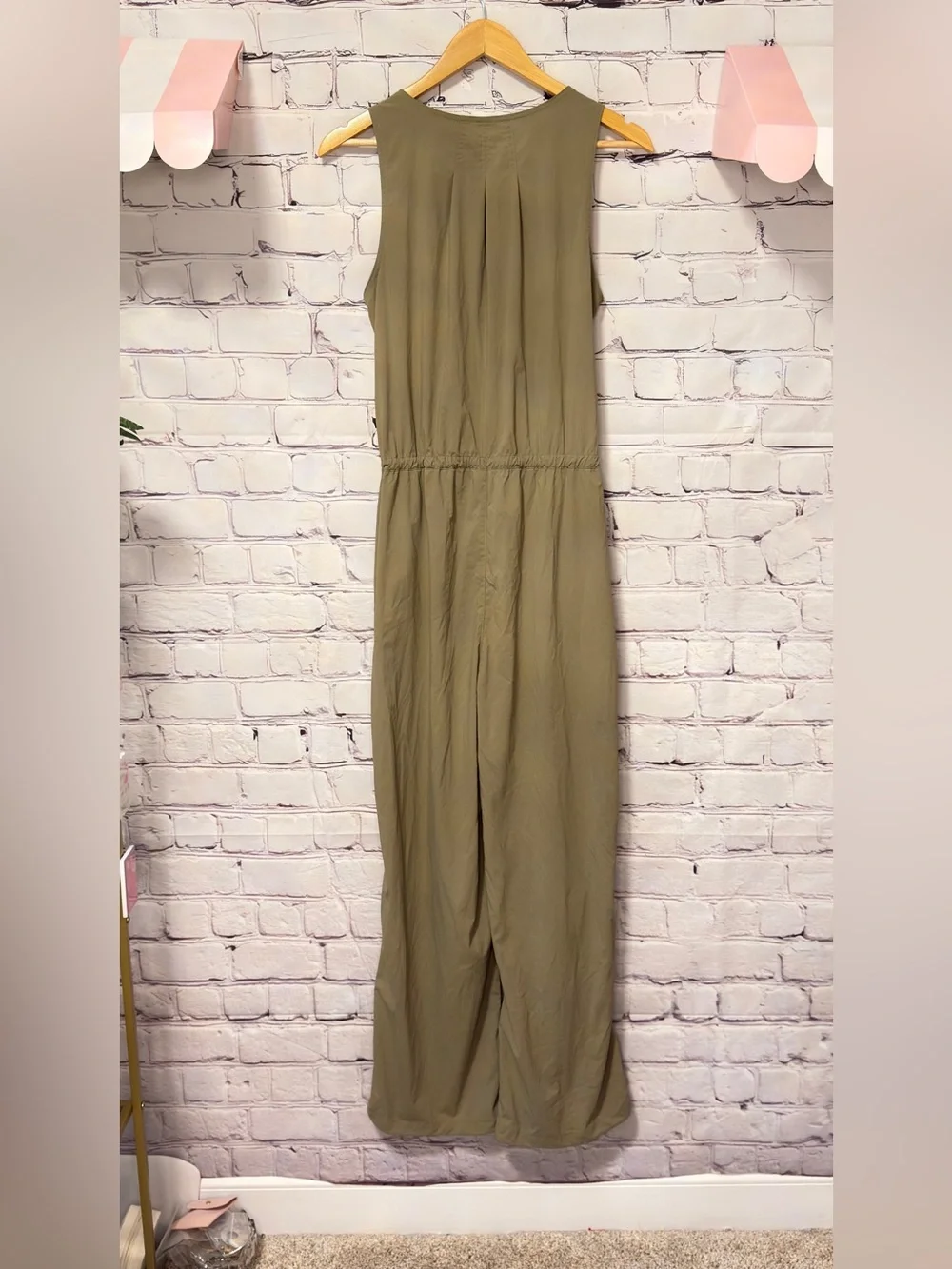 Athleta Jumpsuit Womens Green Wide Leg Athleisure Travel Lightweight Utility M - Picture 10 of 10